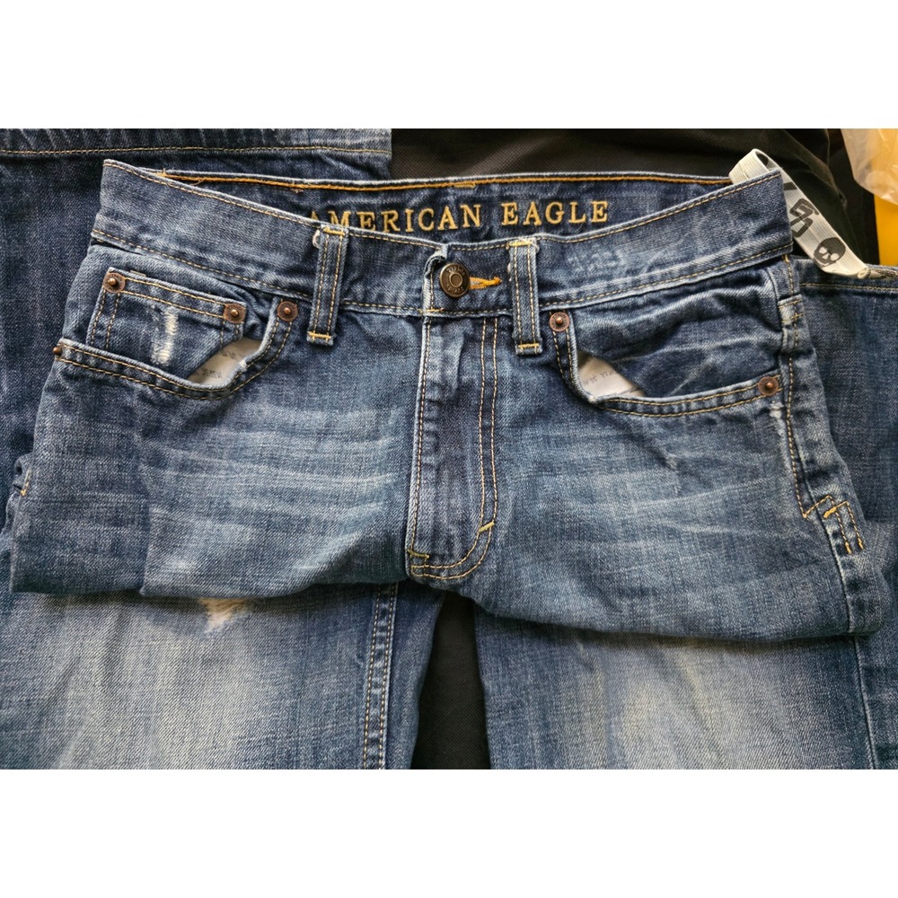 77kids American Eagle Boys Jeans Size 12 Blue Denim Distressed Medium Wash Pants